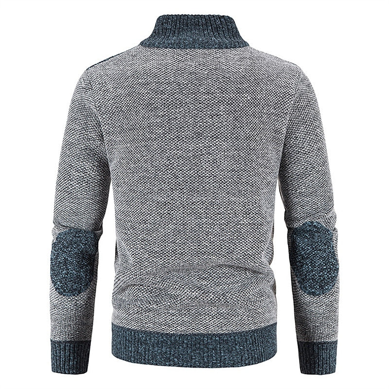 Cardigan da uomo in maglia con zip integrale e collo alla coreana