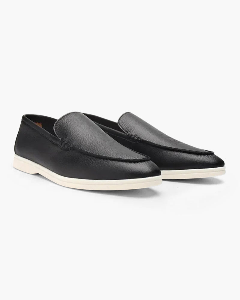 Men’s Textured Leather Loafers Flexible Contrast Sole