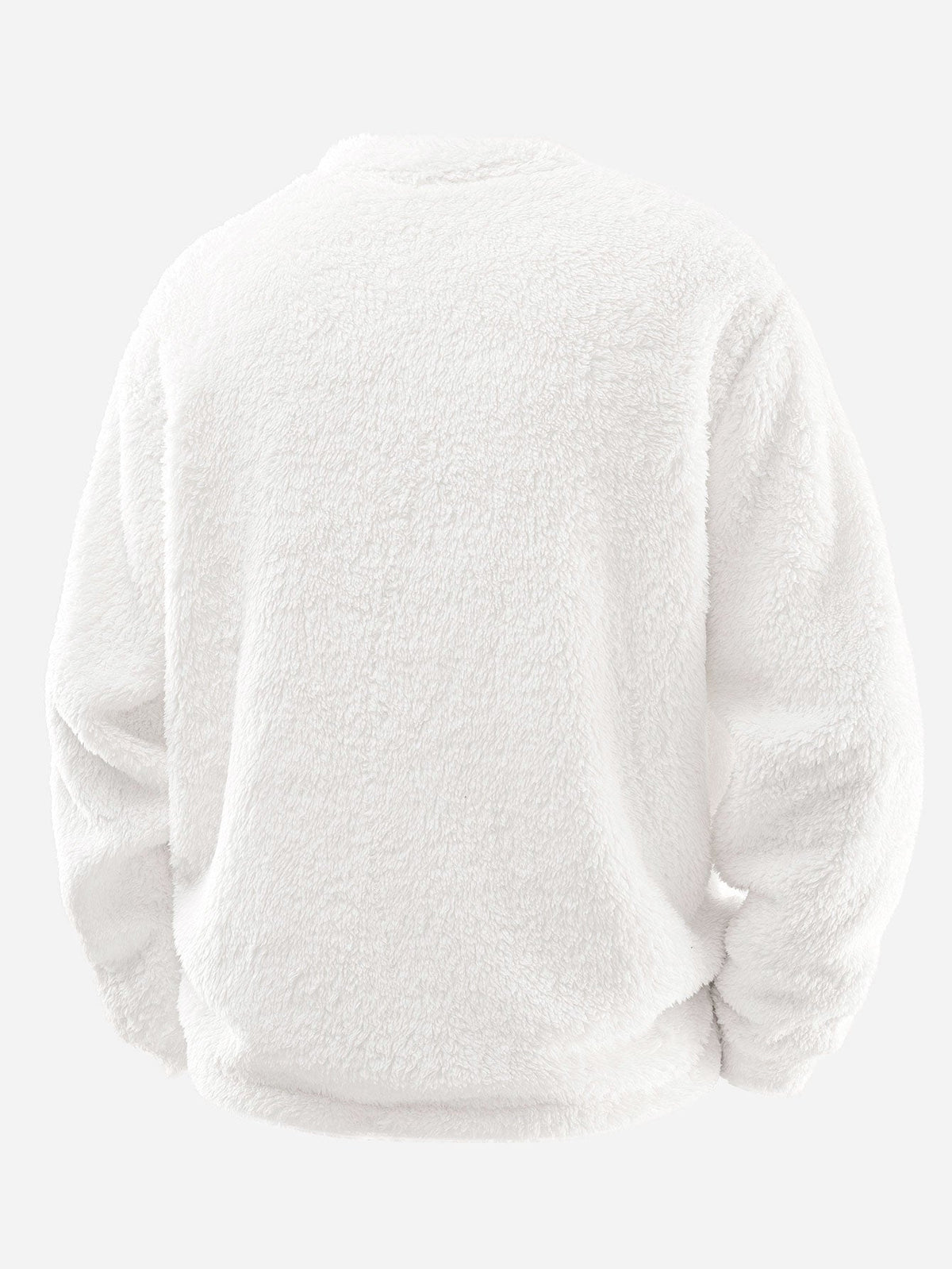 Besticktes Teddyfleece-Sweatshirt für Herren mit Smiley-Motiv – Weicher Pullover mit Rundhalsausschnitt und lockerer Passform für gemütliche Winterlooks