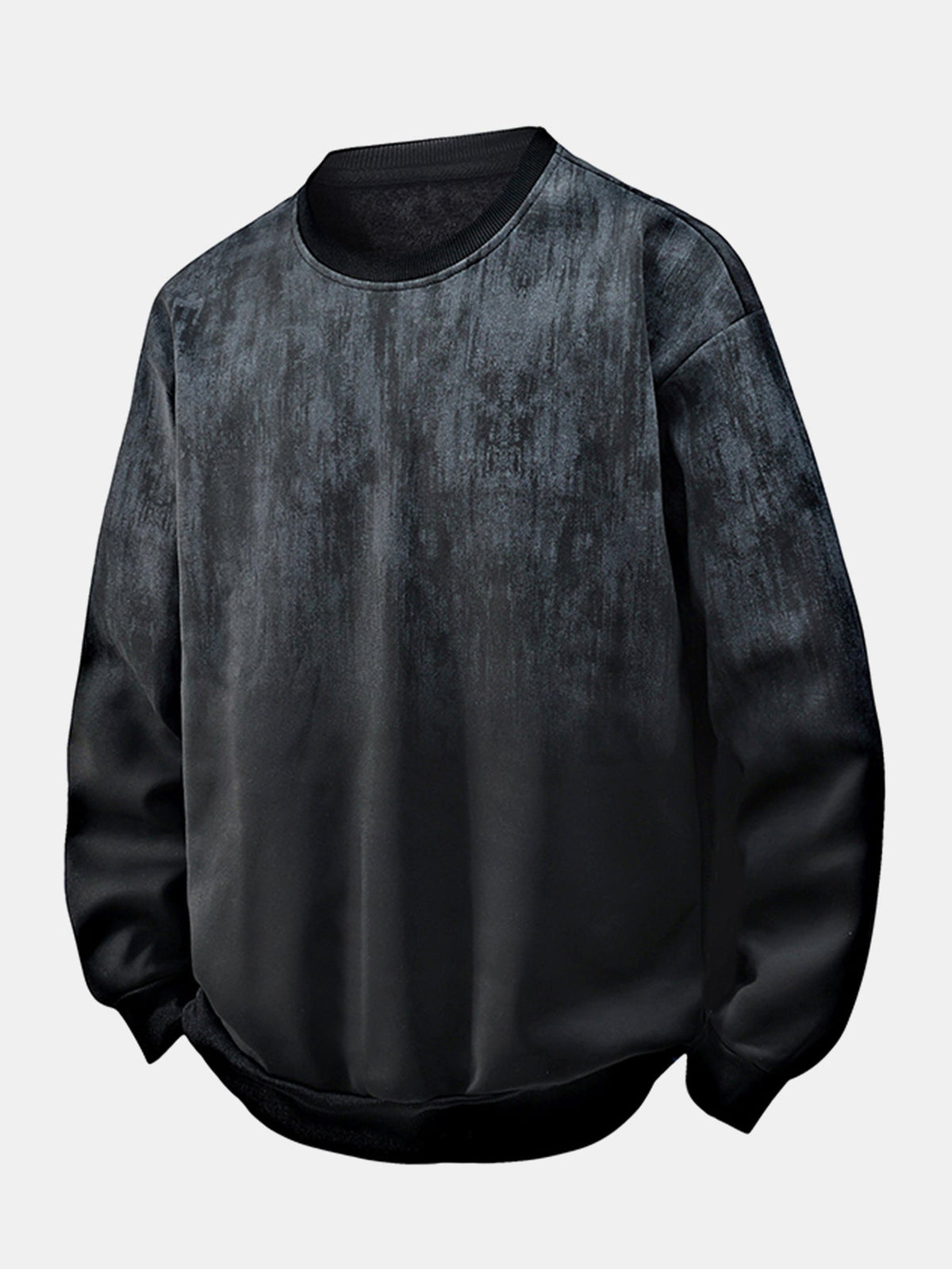 Męska bluza w stylu vintage z efektem sprania i wzorem tie-dye - luźny krój, długie rękawy, efekt wyblakłego ombre i ściągacze, idealna do codziennych stylizacji streetwearowych