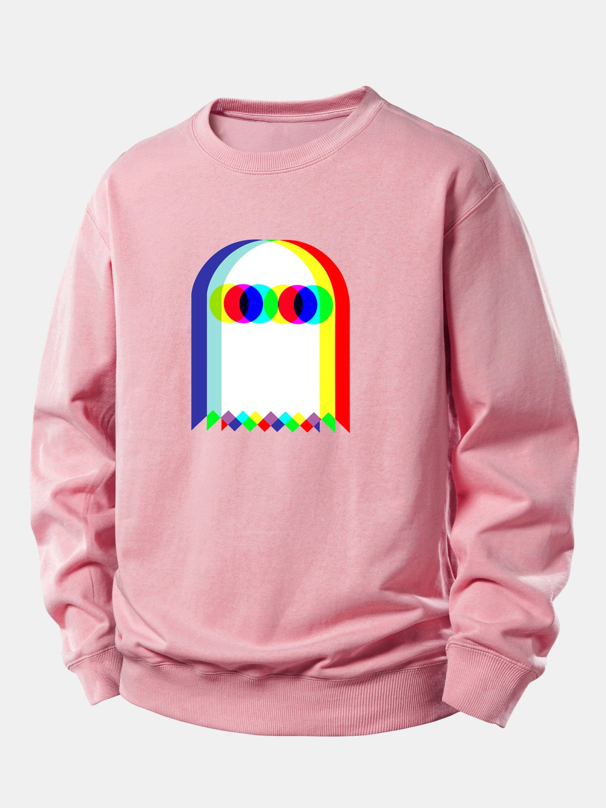 Pánská mikina s grafickým potiskem a volným střihem - hravý potištěný pulovr s kulatým výstřihem pro ležérní streetwearový styl