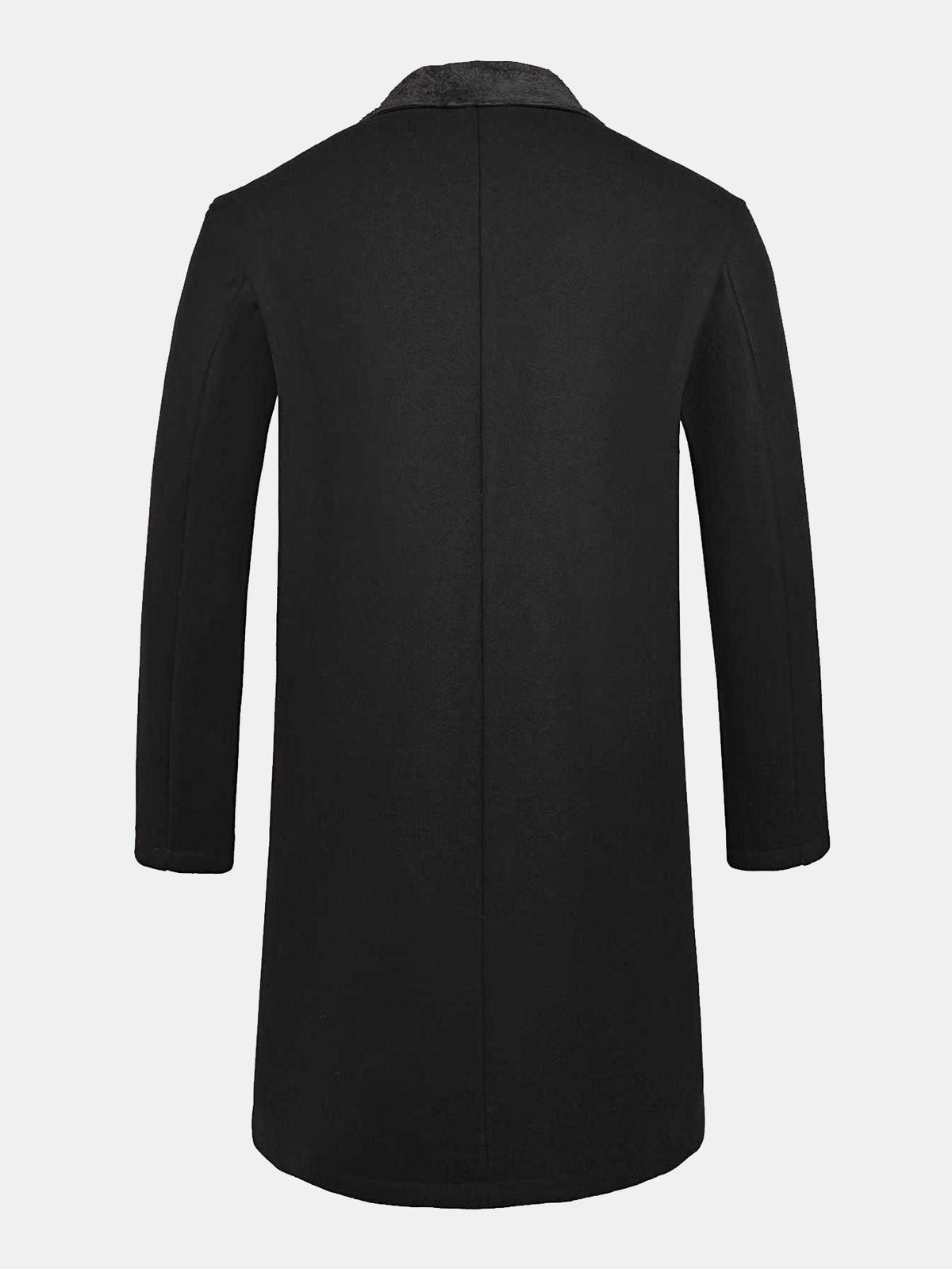 Abrigo largo de lana sintética para hombre – Abrigo cruzado con cuello de borreguito y forro cálido para un estilo casual elegante