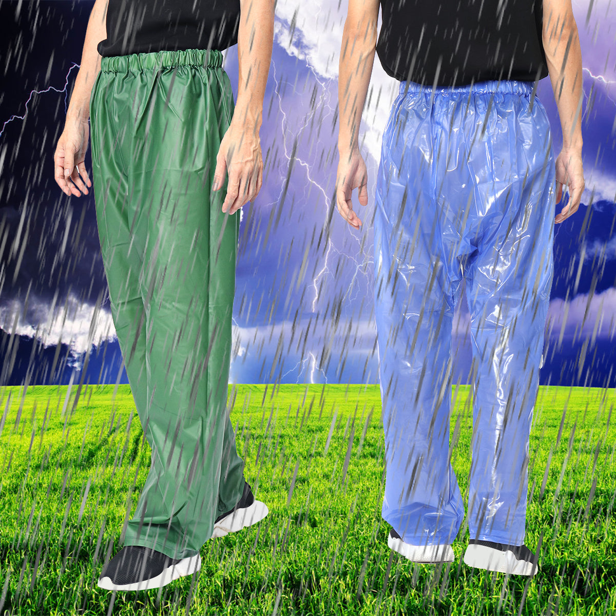 Men’s Waterproof Rain Trousers – Lightweight Windproof Overpants with Elastic Waist for Outdoor Activities