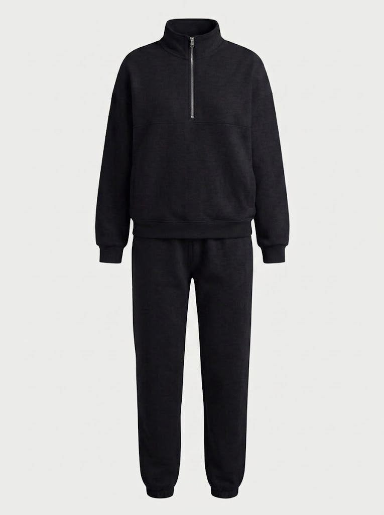 Ensemble sweat-shirt femme à demi-zip – Tenue décontractée avec pantalon jogger pour les voyages et le quotidien