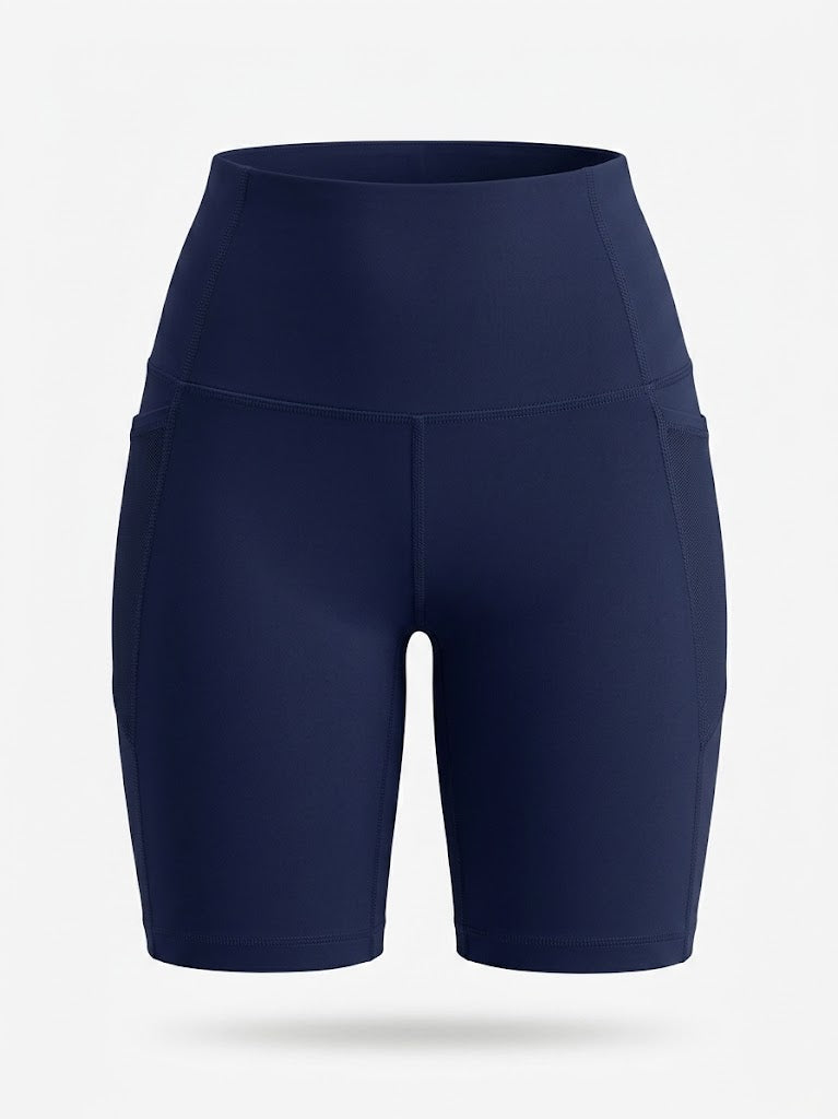 Cykelshorts til kvinder med høj talje – elastisk activewear med lommer til træning og løb