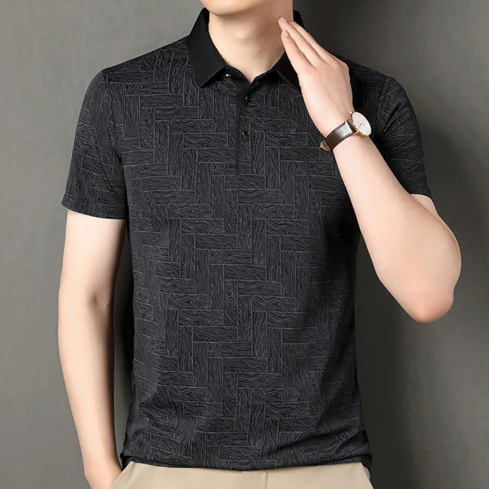 Męska koszulka polo z fakturowanym wzorem dzianiny, krótki rękaw, smart casual