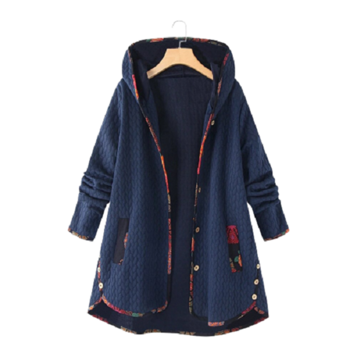Women’s Hooded Quilted Coat – Longline Textured Layer for Relaxed Winter Styling