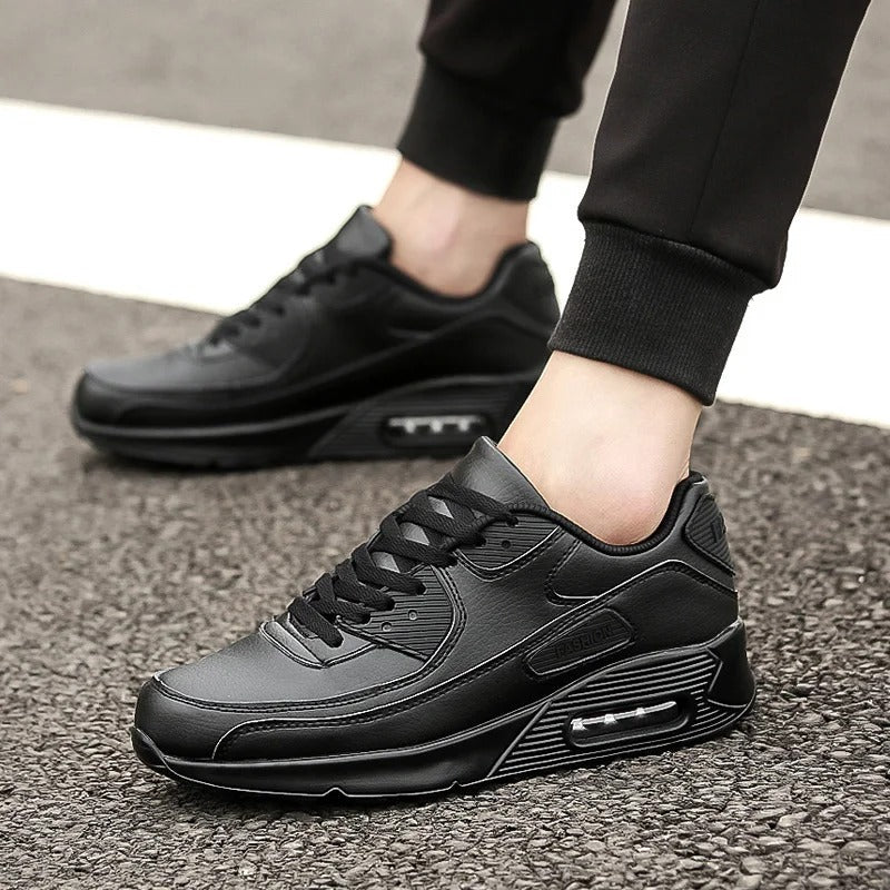 Men’s White Leather Trainers Cushioned Sole Everyday Street Sneakers