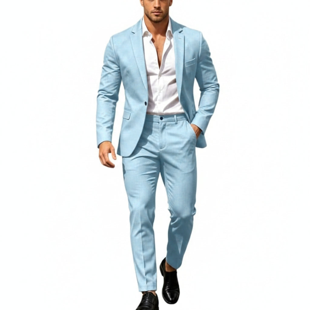 Traje moderno de dos piezas para hombre: conjunto de blazer de un botón para celebraciones y negocios
