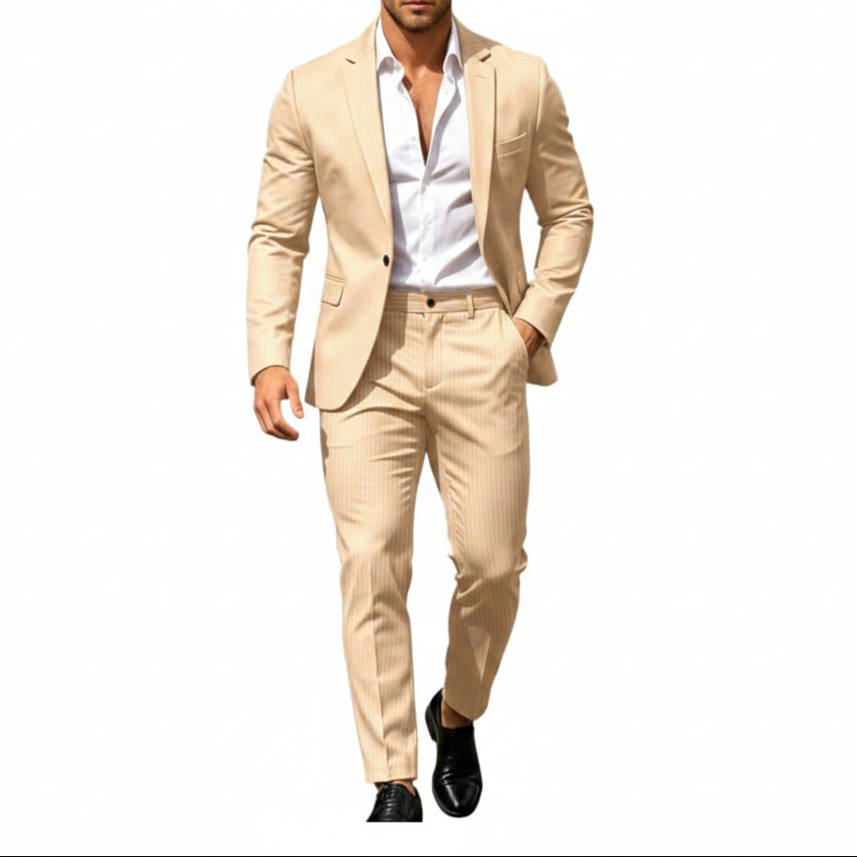 Traje moderno de dos piezas para hombre: conjunto de blazer de un botón para celebraciones y negocios