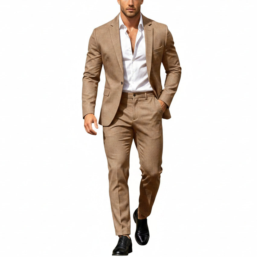Traje moderno de dos piezas para hombre: conjunto de blazer de un botón para celebraciones y negocios