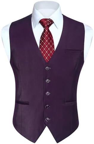 Chaleco formal liso para hombre con cuello en V y bolsillos de ribete - Chaleco de traje clásico con botones para bodas y vestimenta de negocios