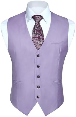 Chaleco formal liso para hombre con cuello en V y bolsillos de ribete - Chaleco de traje clásico con botones para bodas y vestimenta de negocios