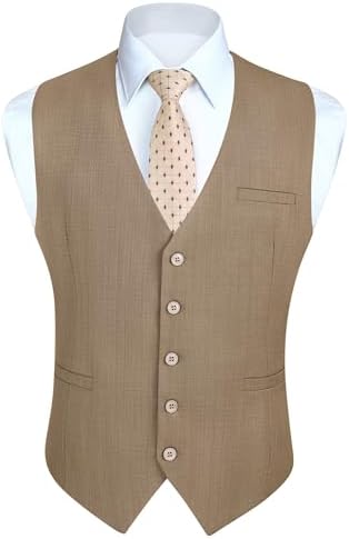 Chaleco formal liso para hombre con cuello en V y bolsillos de ribete - Chaleco de traje clásico con botones para bodas y vestimenta de negocios
