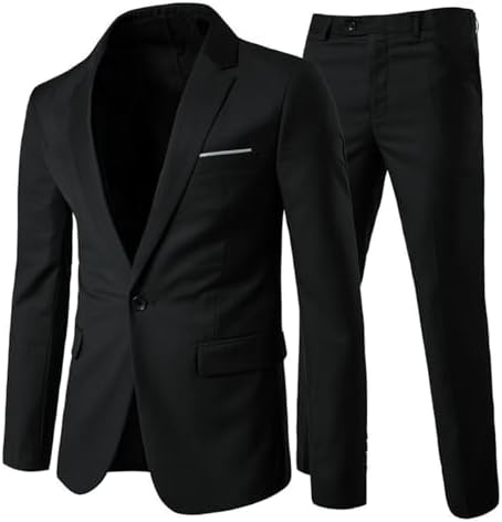 Costume deux pièces infroissable pour homme – Coupe ajustée pour le travail et les mariages