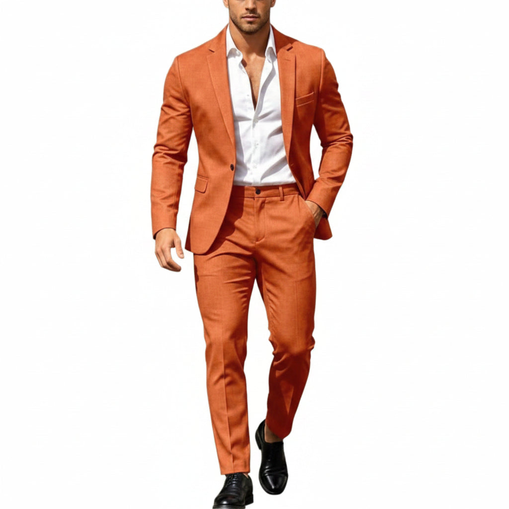 Traje moderno de dos piezas para hombre: conjunto de blazer de un botón para celebraciones y negocios