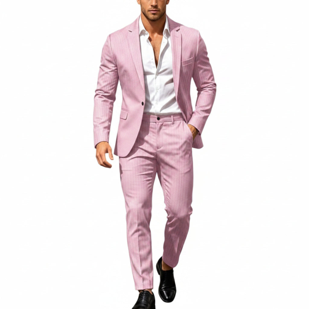 Traje moderno de dos piezas para hombre: conjunto de blazer de un botón para celebraciones y negocios