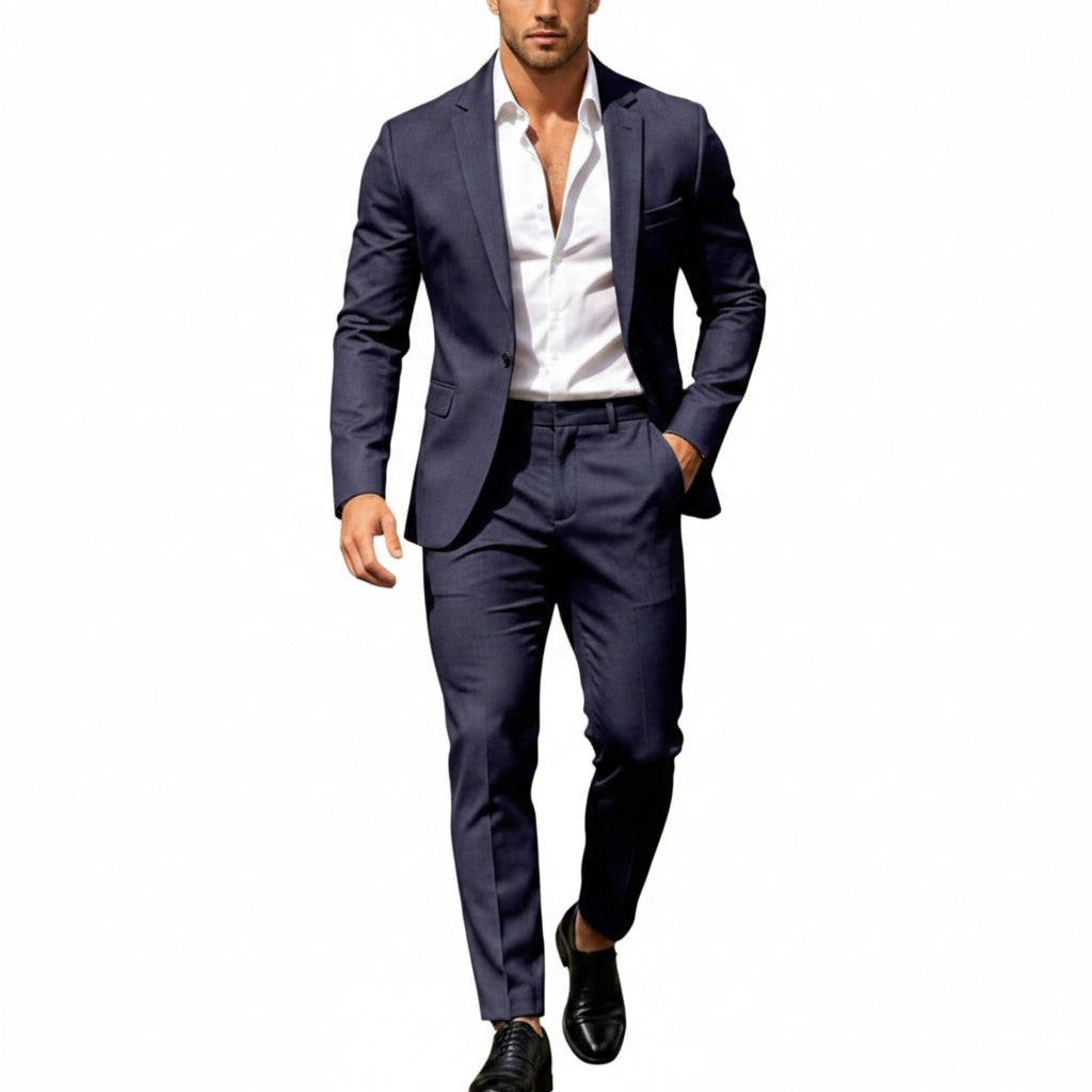 Traje moderno de dos piezas para hombre: conjunto de blazer de un botón para celebraciones y negocios