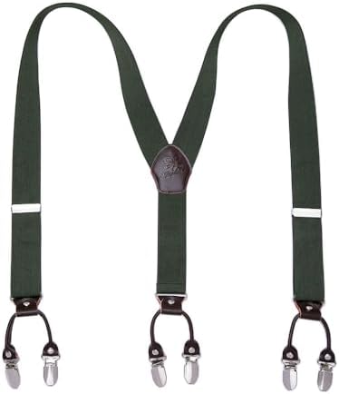 Men’s Checked Y-Back Braces – Adjustable Six-Clip Suspenders for Smart and Formal Styling