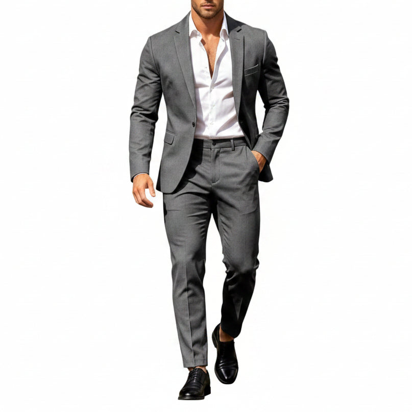 Traje moderno de dos piezas para hombre: conjunto de blazer de un botón para celebraciones y negocios