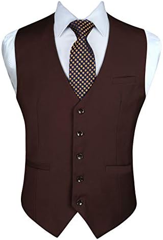 Chaleco formal liso para hombre con cuello en V y bolsillos de ribete - Chaleco de traje clásico con botones para bodas y vestimenta de negocios