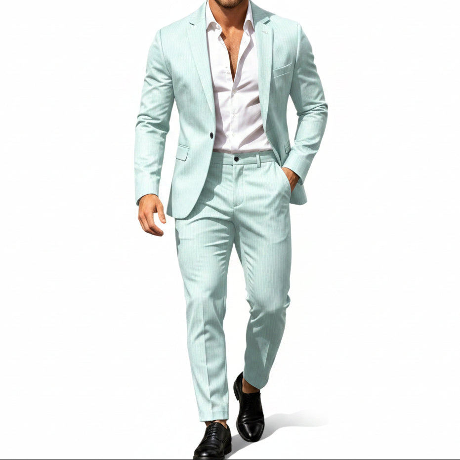 Traje moderno de dos piezas para hombre: conjunto de blazer de un botón para celebraciones y negocios