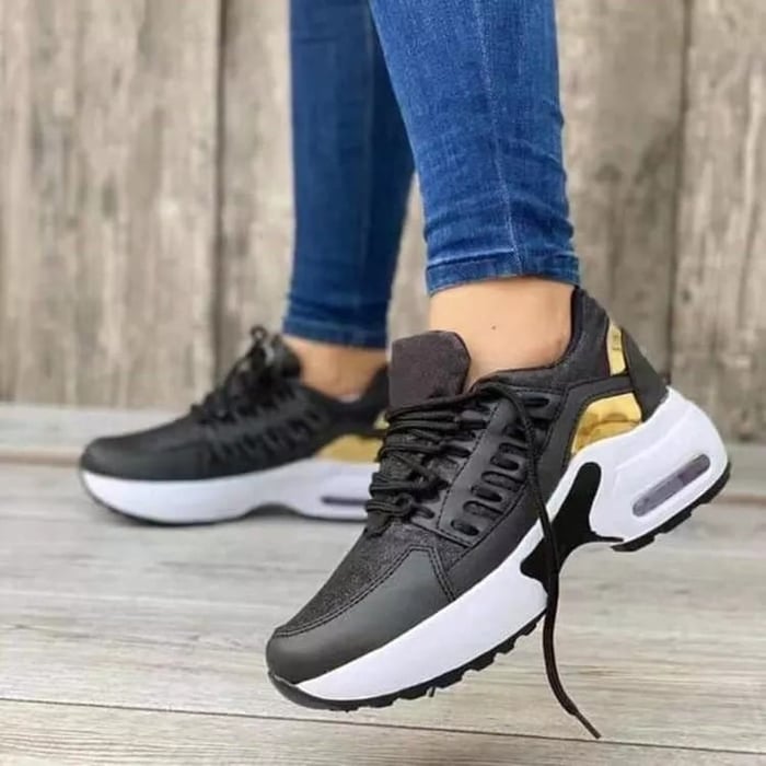 Atmungsaktive Damen-Sneaker zum Gehen mit Luftpolsterung – bequeme Schnürsneaker aus Mesh mit gepolsterter Sohle für Arbeit, Reisen und den Alltag