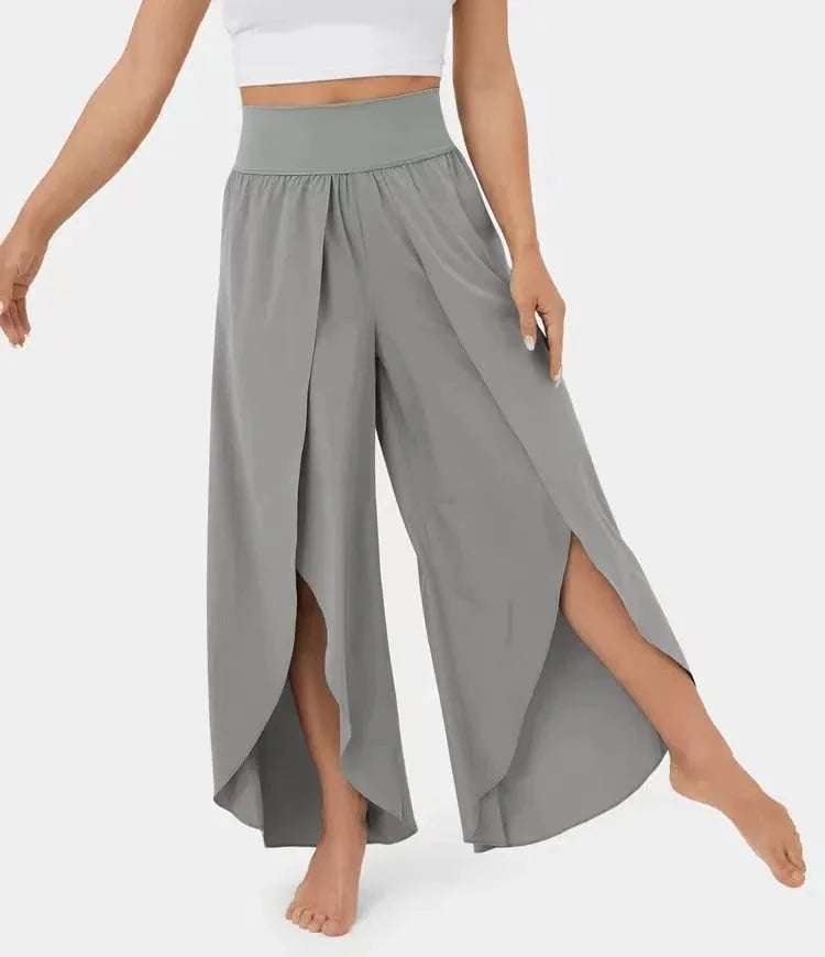Women’s High-Waist Split-Leg Yoga Trousers – Flowing Wide-Leg Active Style