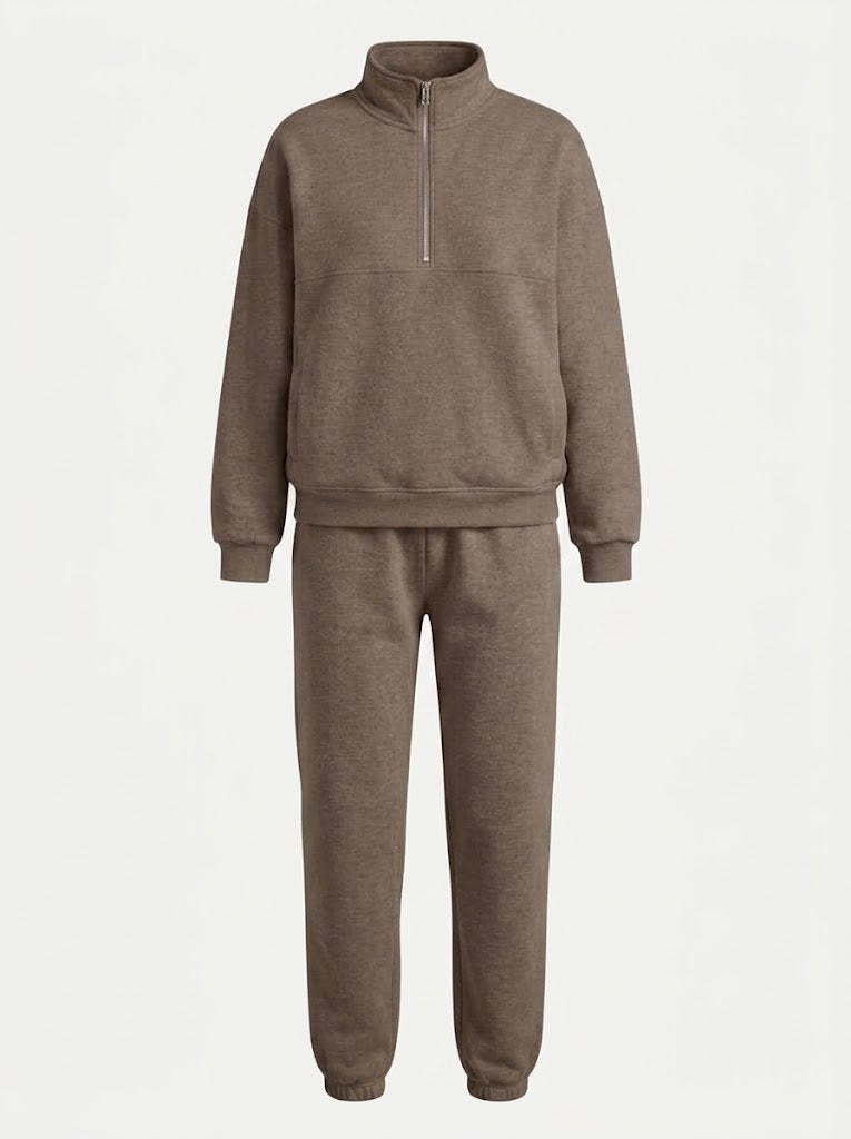 Ensemble sweat-shirt femme à demi-zip – Tenue décontractée avec pantalon jogger pour les voyages et le quotidien