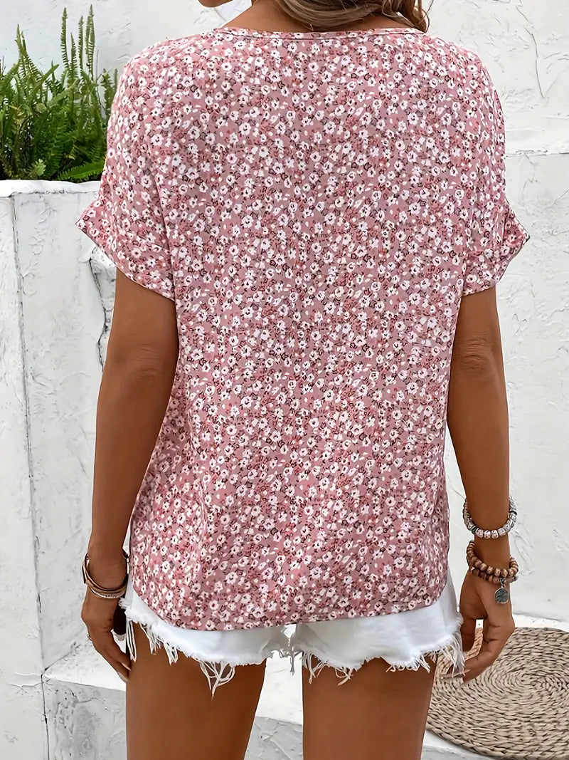 Women’s Printed Button-Front Blouse – Relaxed Summer Top for Holidays and Daily Wear