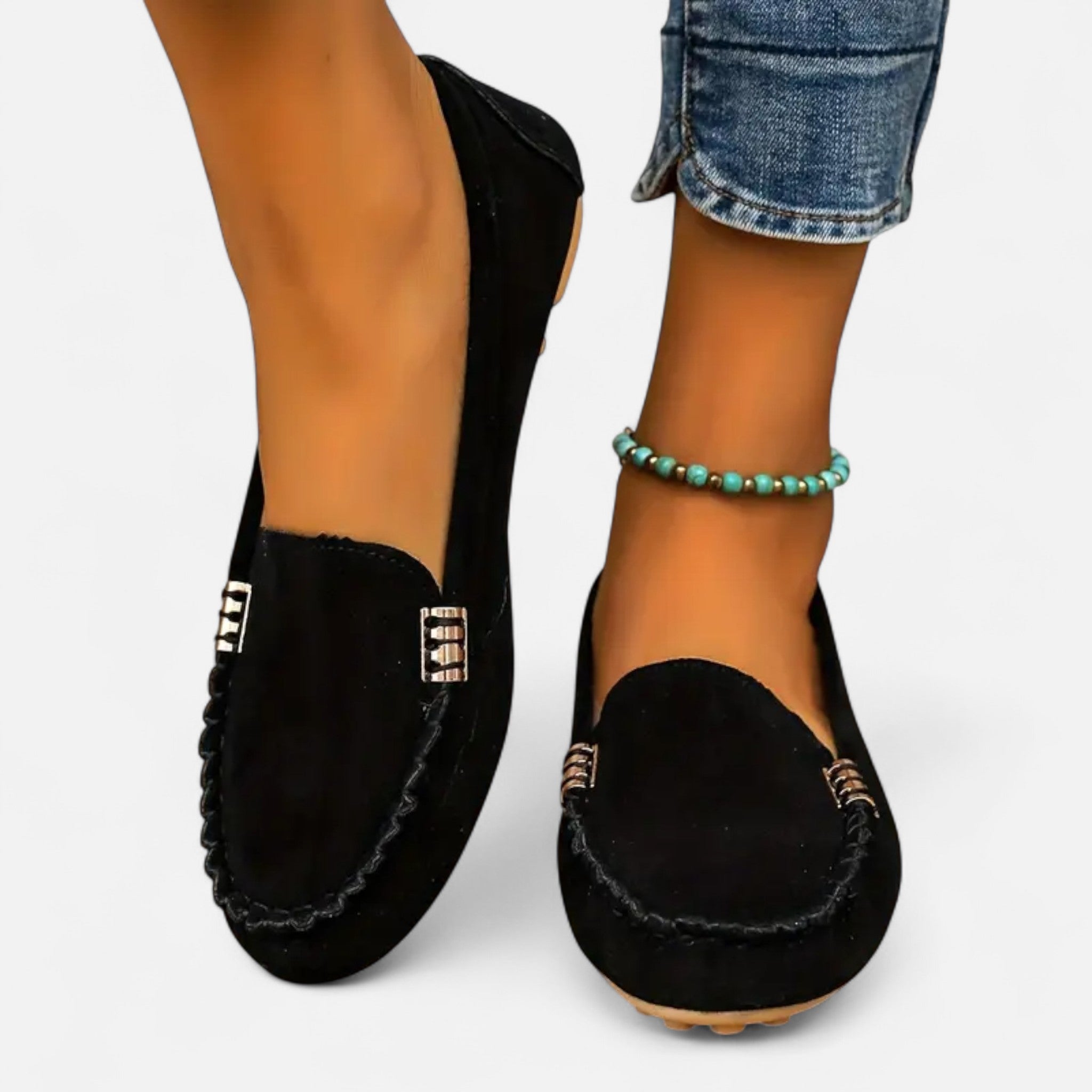 Valmonti | Women’s Loafers – Refined Metal Decor Elegance