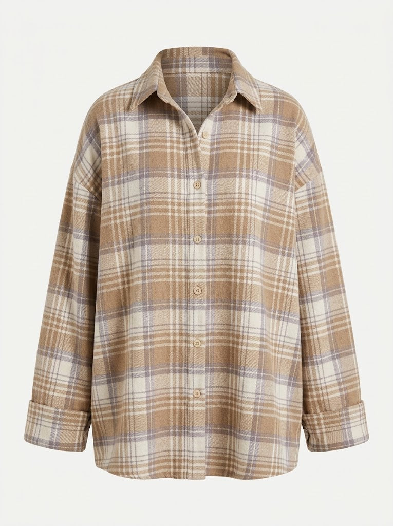 Oversized terneskjorte til kvinder – blødt lag med knapper til streetwear og afslappede dage