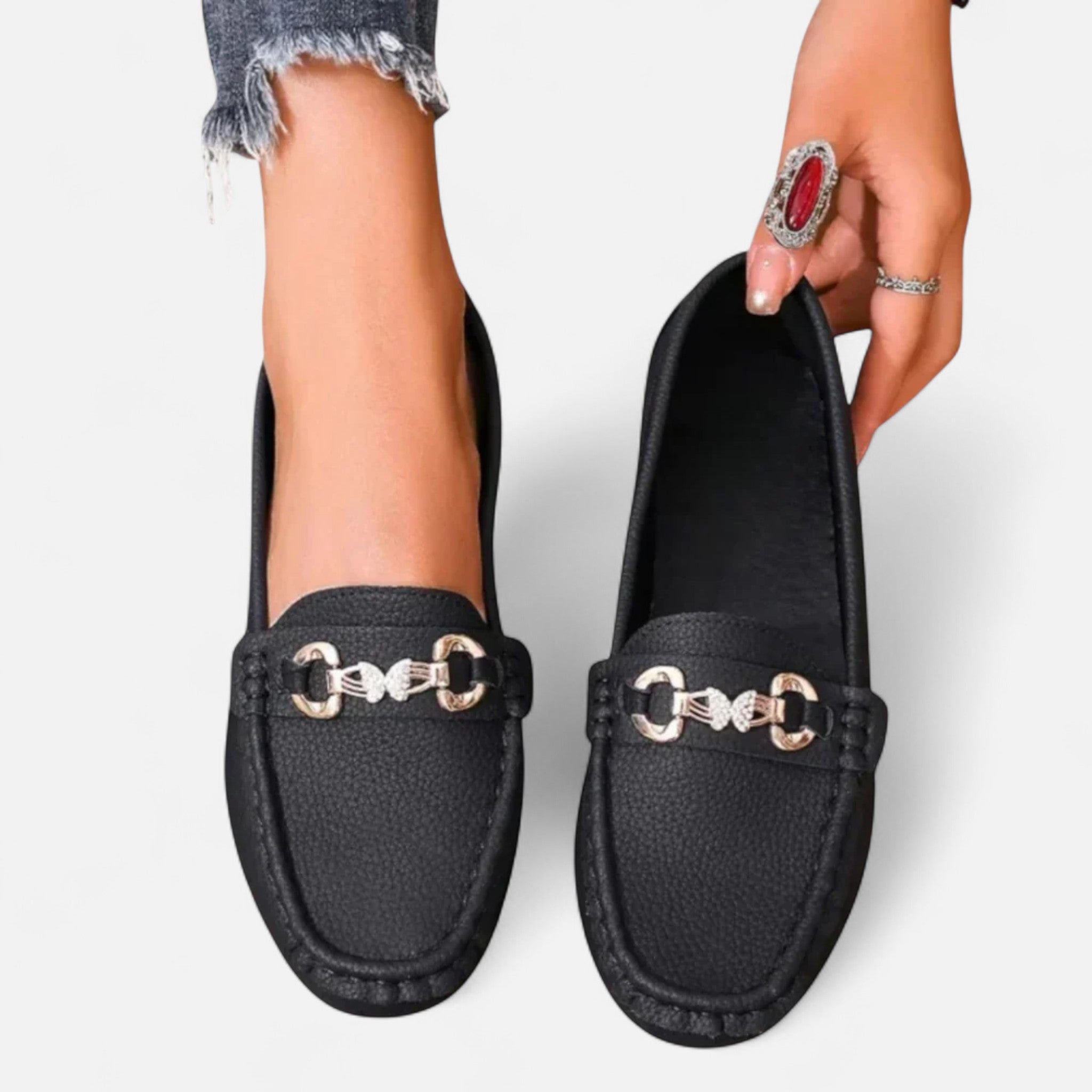 Valmonti | Women’s Moccasin Loafers – Refined Metal-Bit Elegance