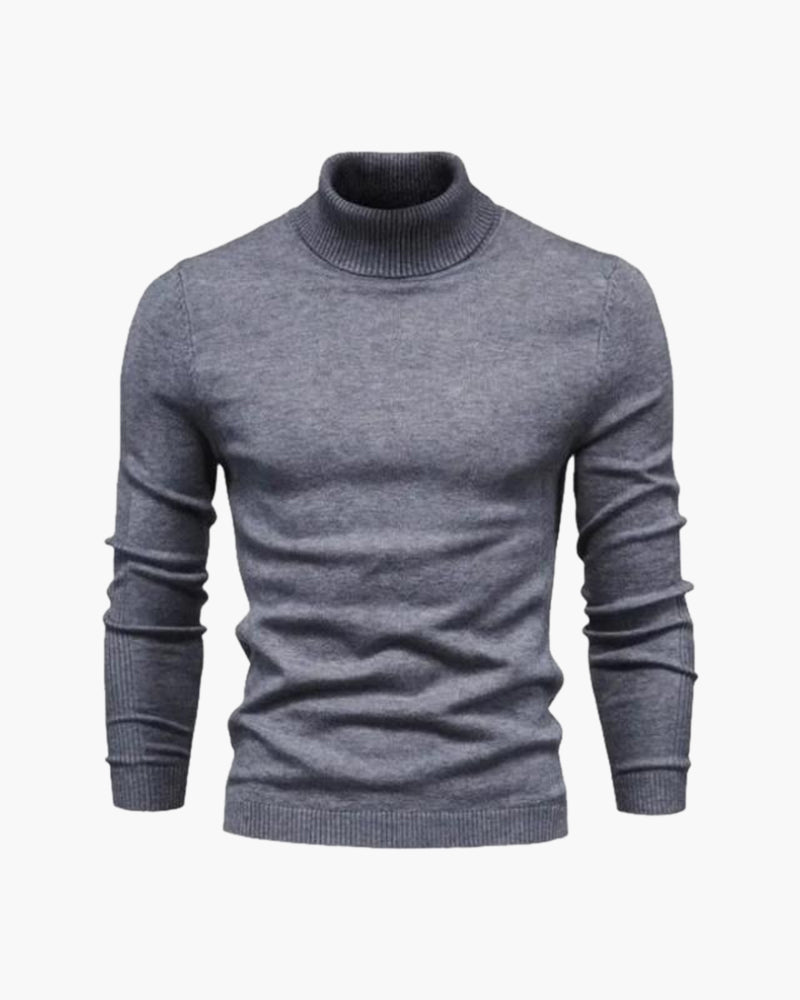 Jersey de cuello alto de punto fino para hombre, corte clásico