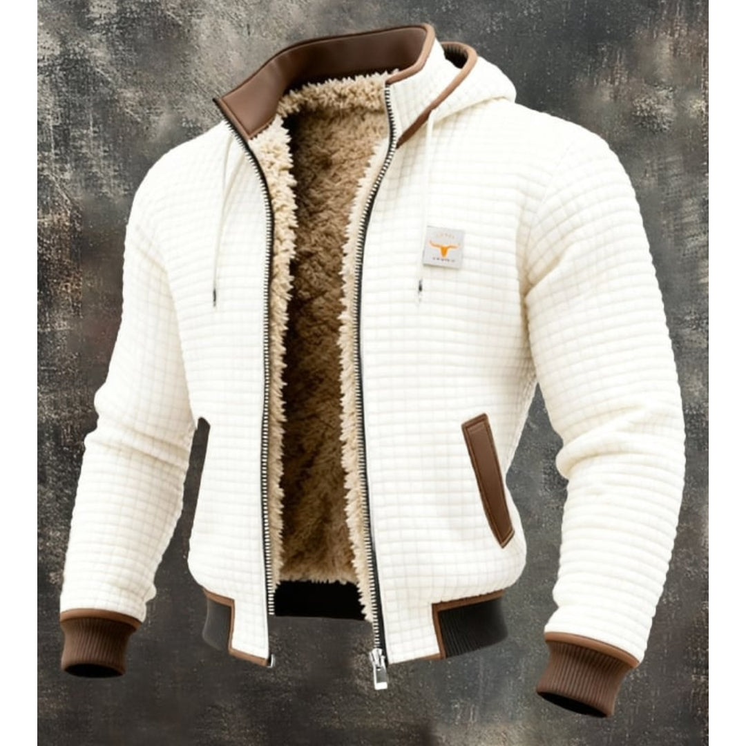 Men’s Thermal Fleece Winter Jacket – Quilted Hooded Zip-Up Coat with Sherpa Lining and Wind-Resistant Finish
