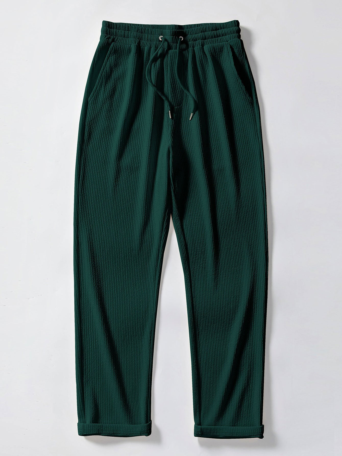 Men’s Ribbed Stand Collar Shirt and Straight-Leg Trousers – Stretch Smart Casual Co-Ord