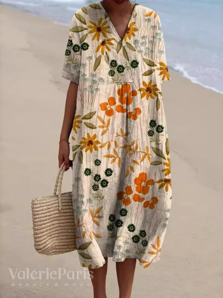 Vestido de verano floral para mujer, ligero, transpirable, fluido, cómodo, para uso diario y vacaciones