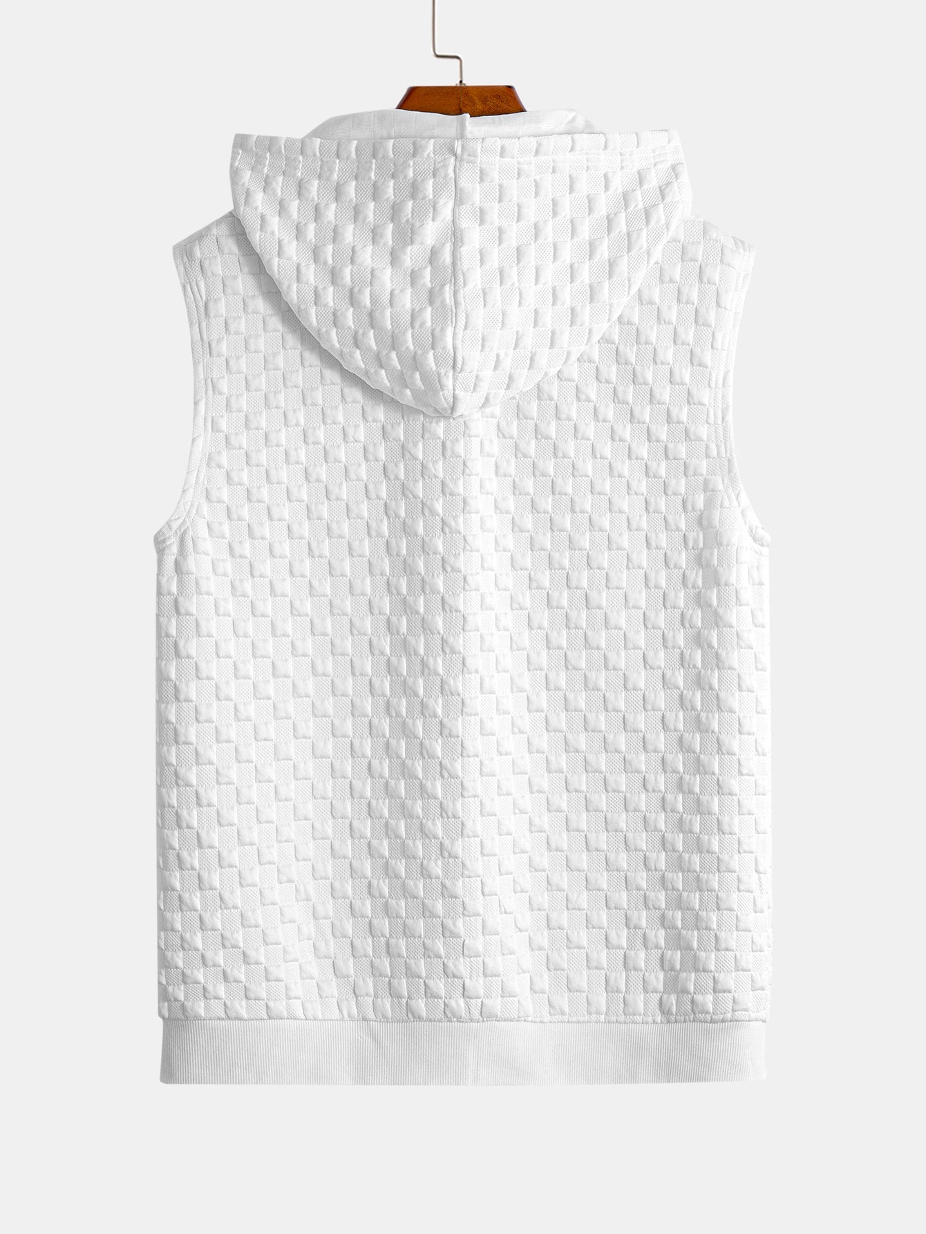 Men’s Sleeveless Hooded Vest Tracksuit – Textured Jogger Co-Ord for Streetwear