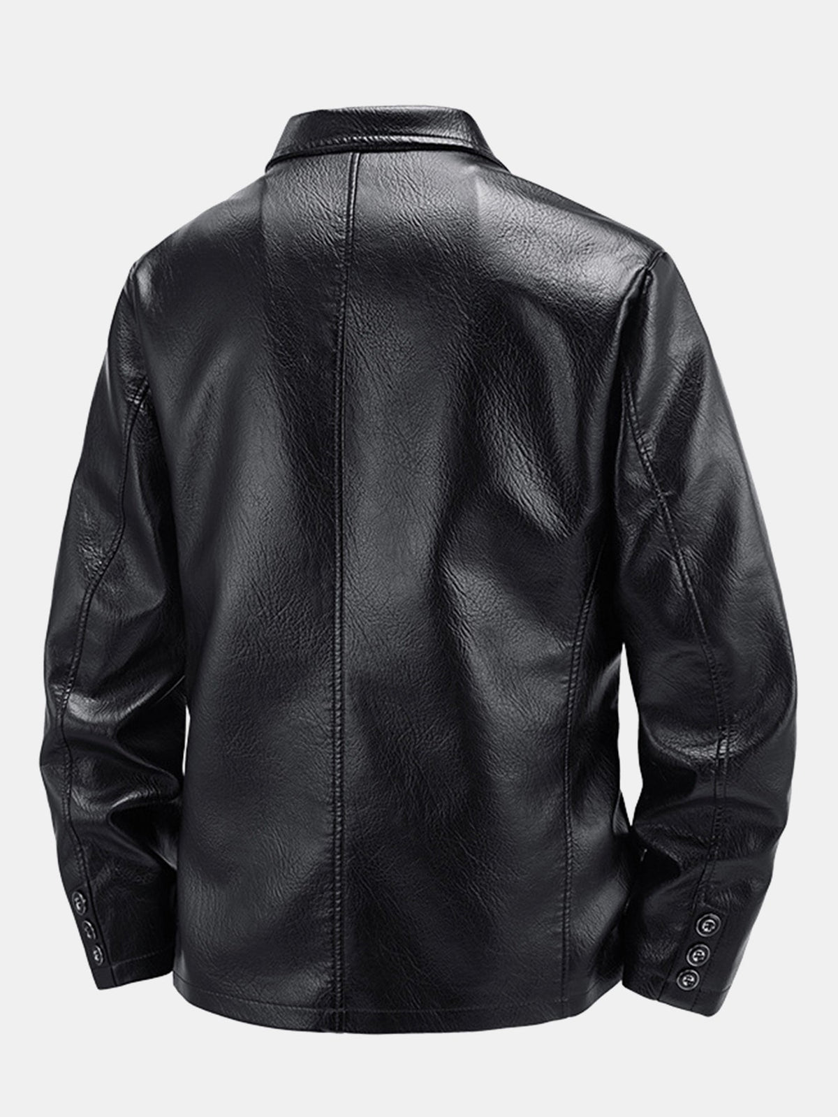 Blazer aus Kunstleder für Herren mit fallendem Revers – Elegante Freizeitjacke mit einer Knopfreihe für Herbst und Alltag