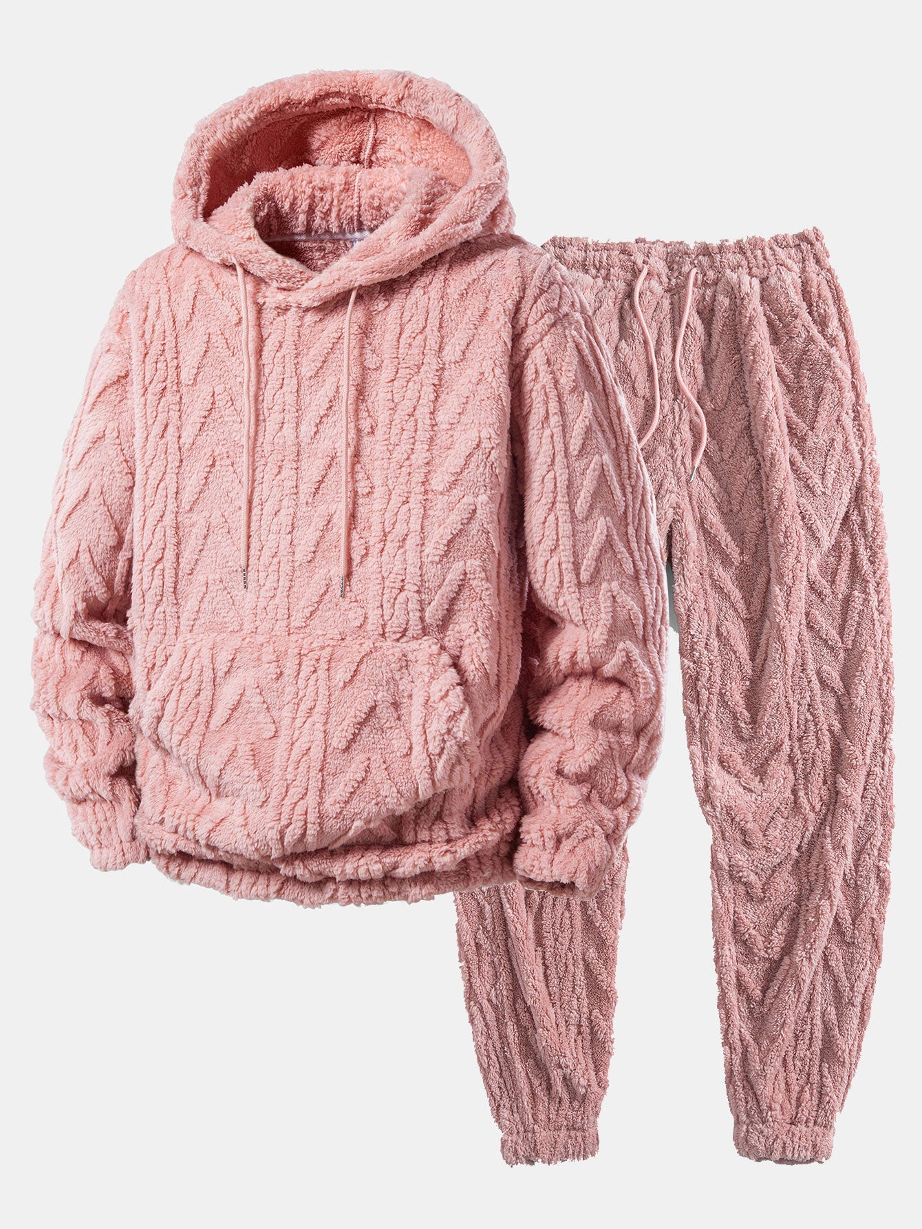 Men’s Teddy Fleece Two-Piece Set – Relaxed Hoodie and Joggers for Cold Days