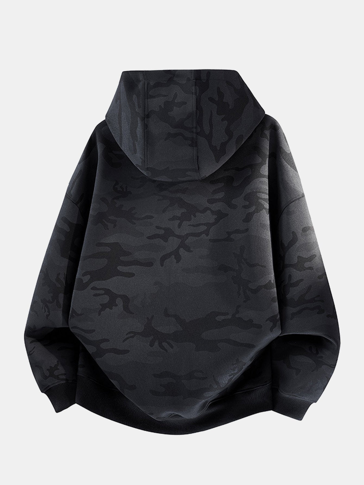 Pánská oversized mikina s kapucí a maskáčovým vzorem na zip - volná mikina s kapucí a spadlými rameny pro ležérní streetwear