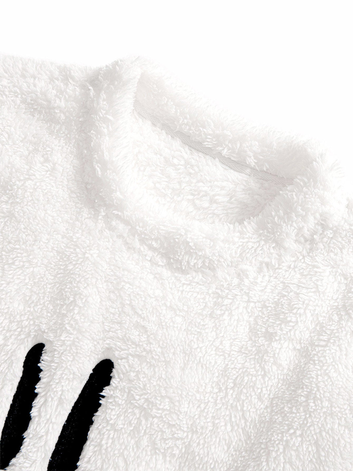 Besticktes Teddyfleece-Sweatshirt für Herren mit Smiley-Motiv – Weicher Pullover mit Rundhalsausschnitt und lockerer Passform für gemütliche Winterlooks