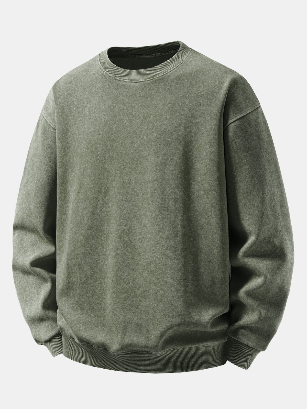 Sweat-shirt homme vintage en coton délavé à col rond - Pull décontracté, coupe ample, pour tous les jours en automne
