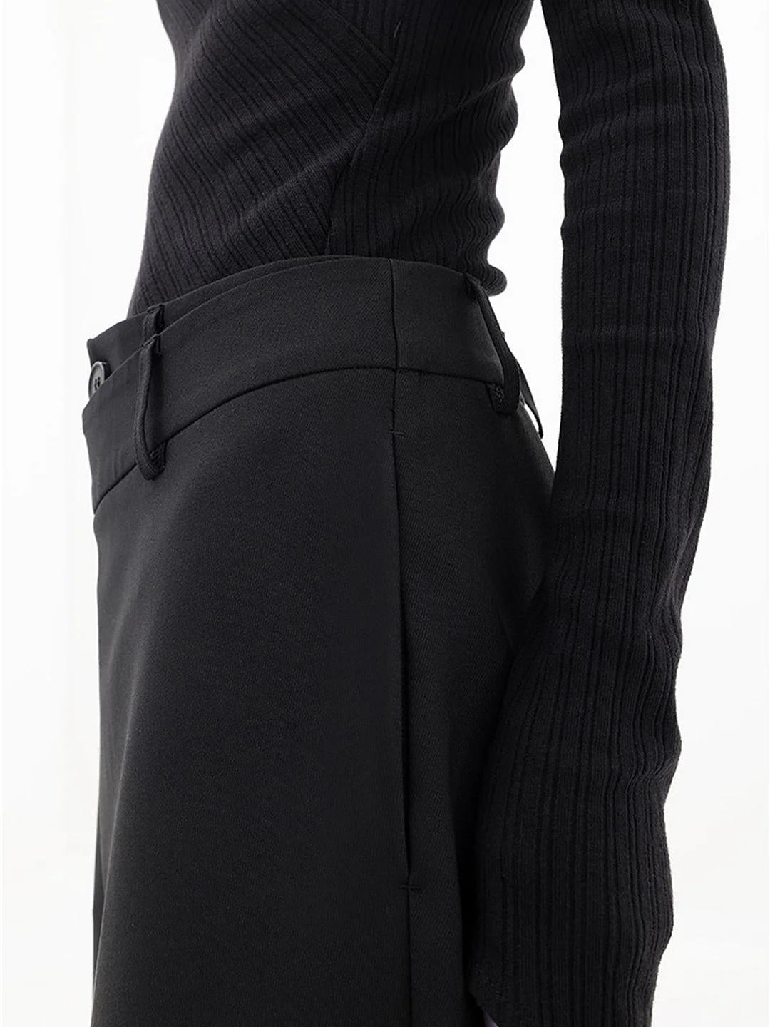 Pantalones cruzados de pierna ancha para mujer - Estilo asimétrico holgado de cintura alta para uso diario elegante e informal