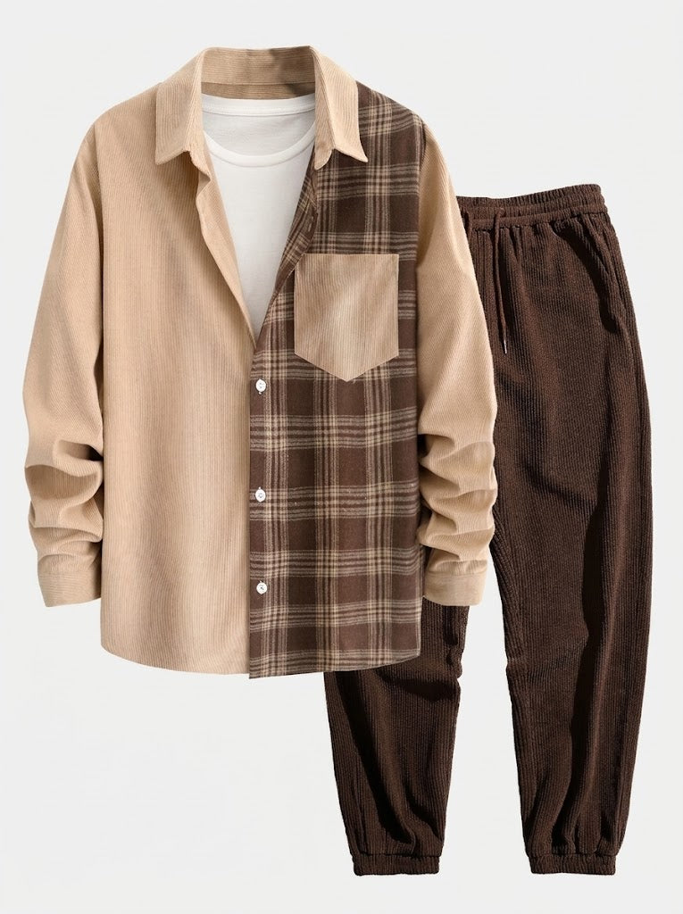 Men’s Corduroy Button Shirt with Jogger Trousers – Relaxed Autumn Co-Ord