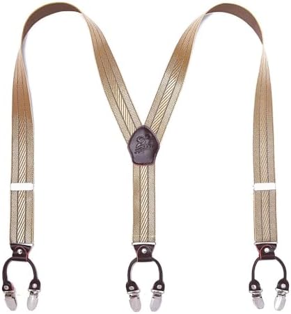 Men’s Checked Y-Back Braces – Adjustable Six-Clip Suspenders for Smart and Formal Styling