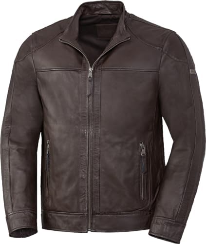 Giacca da biker uomo in vera pelle Nappa - Capo di mezza stagione dalla vestibilità regolare, morbido come il burro, con collo alto stretto, tasche con zip e cuciture effetto vissuto, per viaggi autunnali, weekend smart casual e uso quotidiano in città