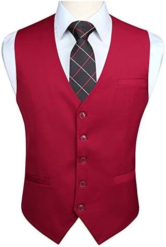 Chaleco formal liso para hombre con cuello en V y bolsillos de ribete - Chaleco de traje clásico con botones para bodas y vestimenta de negocios
