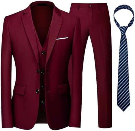 Tredelt jakkesæt til mænd med slips – formelt sæt med to knapper til arbejde og begivenheder