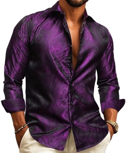 Men’s Paisley Jacquard Shirt – Refined Long-Sleeve Style for Weddings and Evening Wear